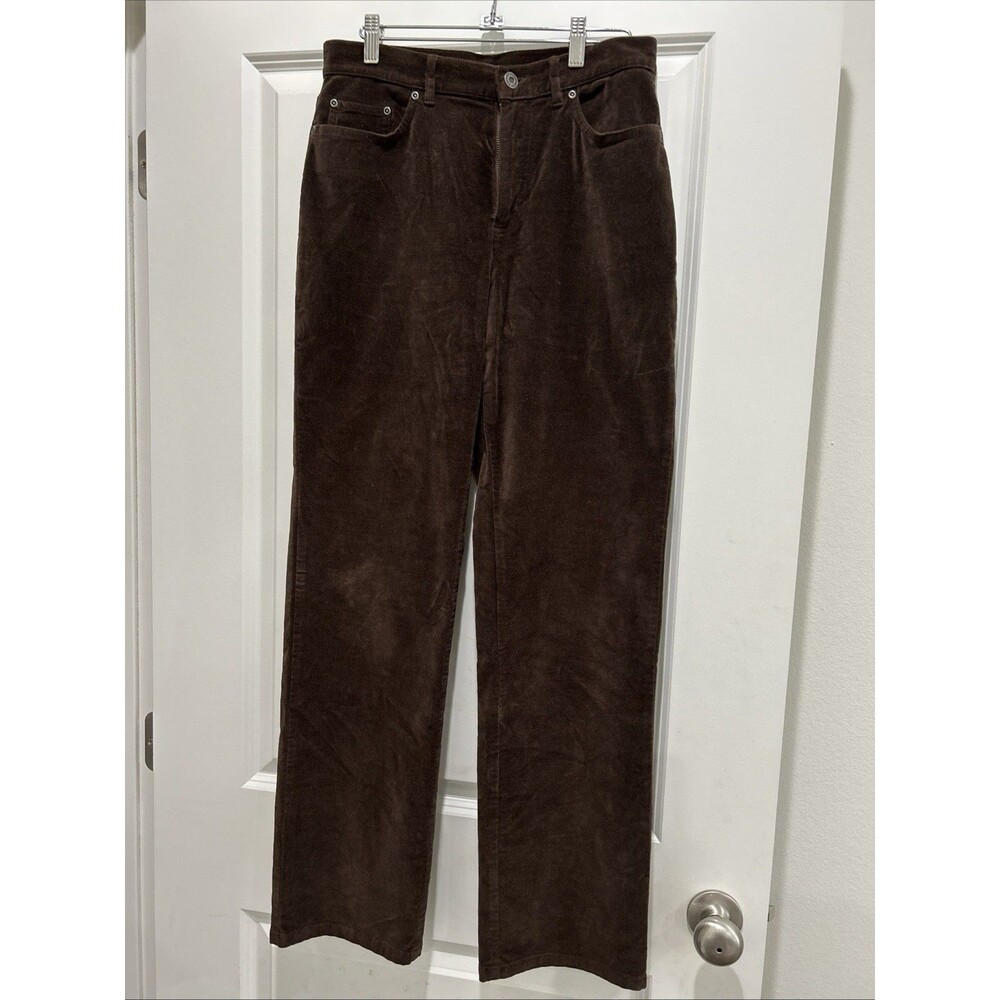 Talbots Womens Sz 6 Deep Brown Velvet Stretch Straight Leg Zipper